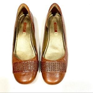 Ecco Cognac Leather Ballet Flats, Size 39 (8-8.5)